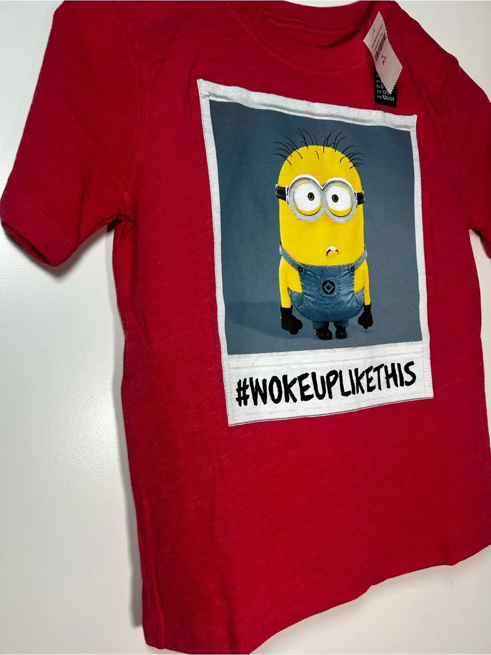 Kids Red Minion Graphic Tee - #WOKEUPLIKETHIS